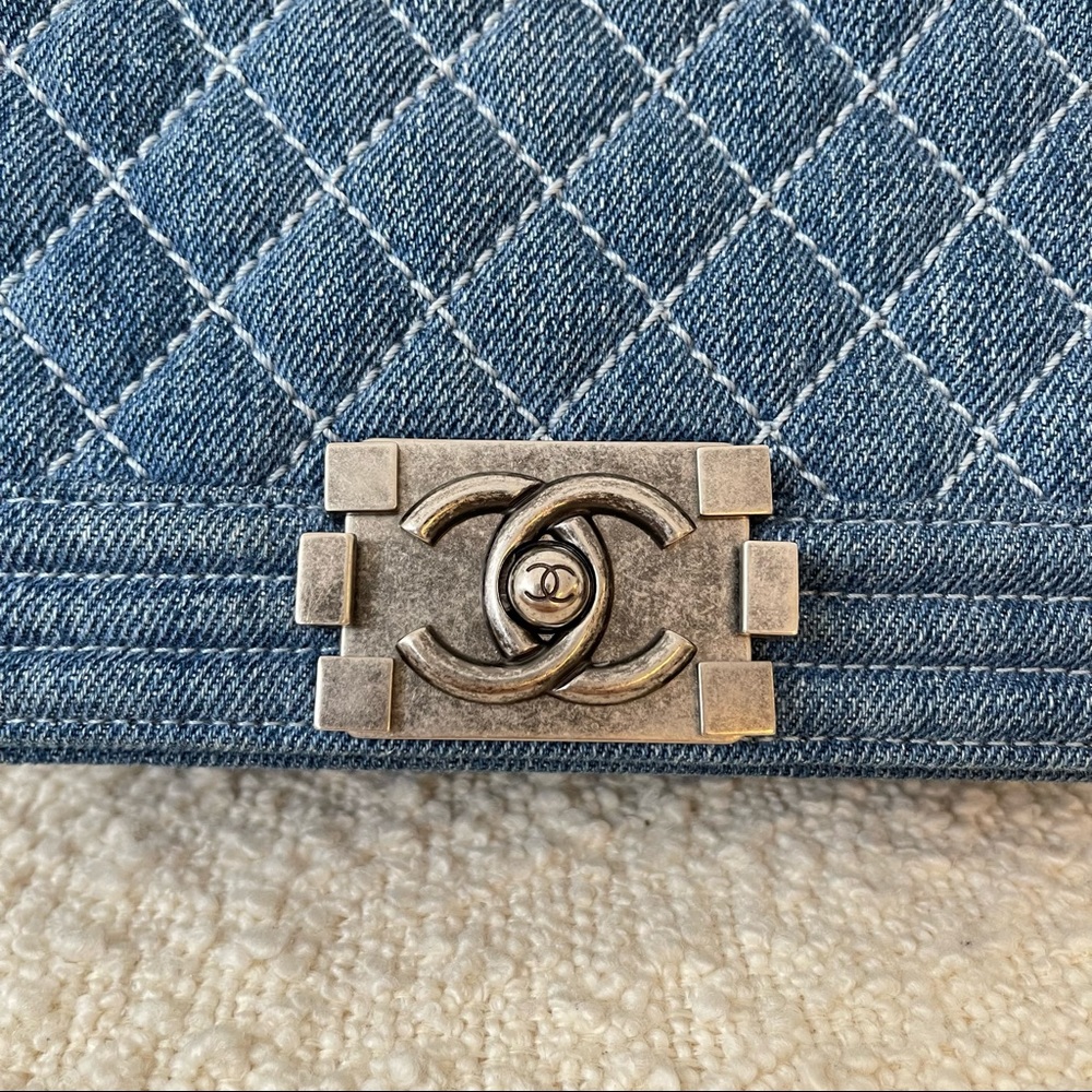 Chanel Denim Blue Quilted Small Boy Flap Purse Crossbody - Picture 5 of 16
